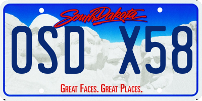 SD license plate 0SDX58