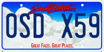 SD license plate 0SDX59
