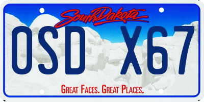 SD license plate 0SDX67