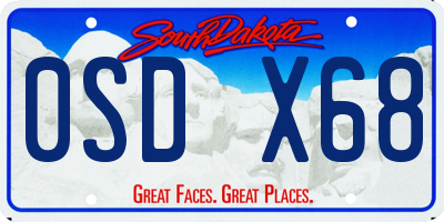 SD license plate 0SDX68