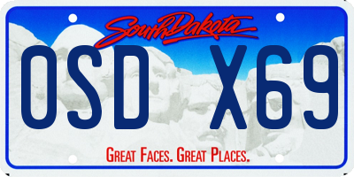 SD license plate 0SDX69