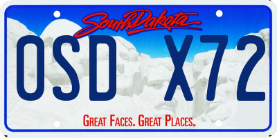 SD license plate 0SDX72