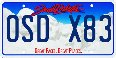 SD license plate 0SDX83