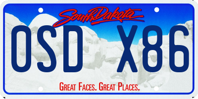 SD license plate 0SDX86