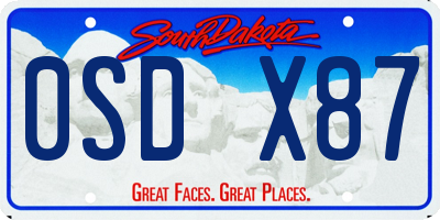 SD license plate 0SDX87