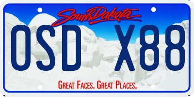 SD license plate 0SDX88