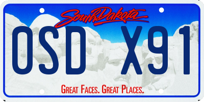 SD license plate 0SDX91