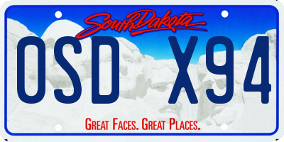 SD license plate 0SDX94