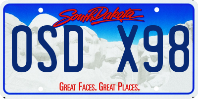 SD license plate 0SDX98