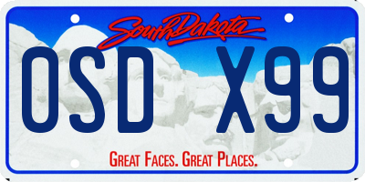SD license plate 0SDX99