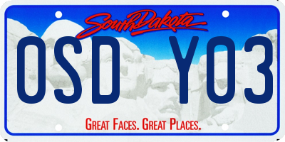 SD license plate 0SDY03