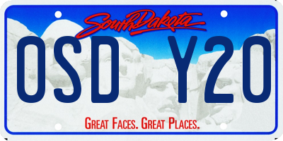 SD license plate 0SDY20