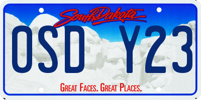 SD license plate 0SDY23