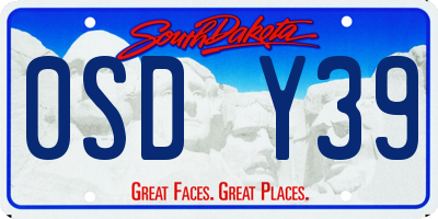 SD license plate 0SDY39