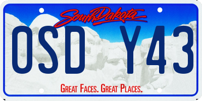SD license plate 0SDY43