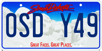 SD license plate 0SDY49