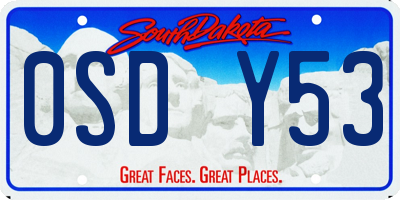 SD license plate 0SDY53