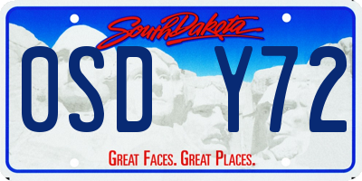 SD license plate 0SDY72