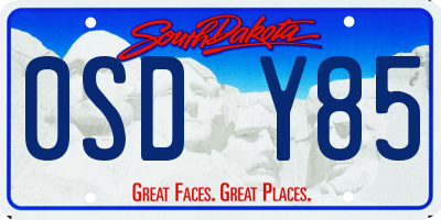 SD license plate 0SDY85