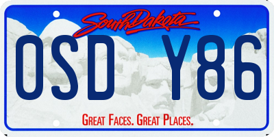 SD license plate 0SDY86
