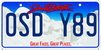SD license plate 0SDY89