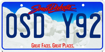 SD license plate 0SDY92
