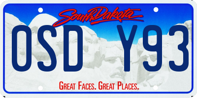 SD license plate 0SDY93