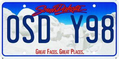 SD license plate 0SDY98