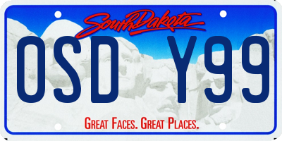 SD license plate 0SDY99
