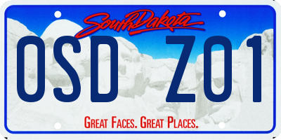 SD license plate 0SDZ01