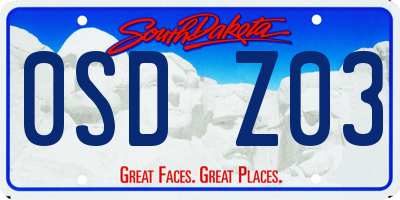 SD license plate 0SDZ03