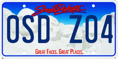 SD license plate 0SDZ04