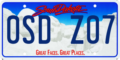 SD license plate 0SDZ07