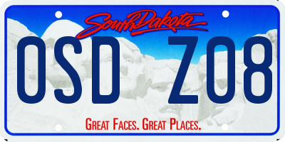 SD license plate 0SDZ08