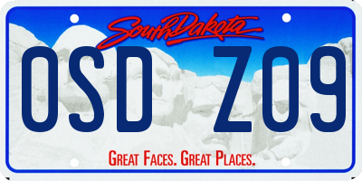 SD license plate 0SDZ09