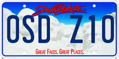 SD license plate 0SDZ10