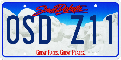 SD license plate 0SDZ11