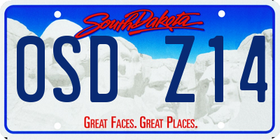SD license plate 0SDZ14