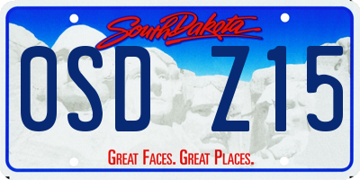 SD license plate 0SDZ15