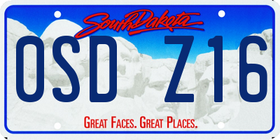 SD license plate 0SDZ16