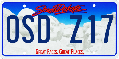SD license plate 0SDZ17