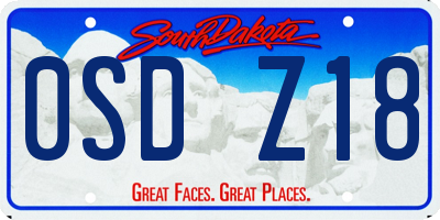 SD license plate 0SDZ18