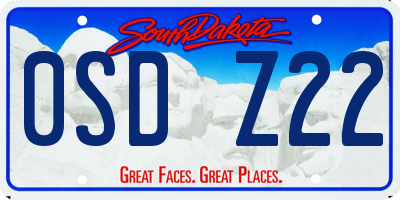 SD license plate 0SDZ22