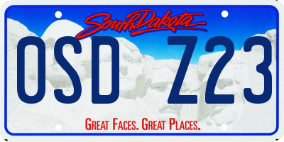 SD license plate 0SDZ23