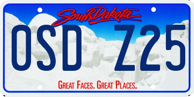SD license plate 0SDZ25