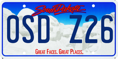 SD license plate 0SDZ26