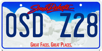 SD license plate 0SDZ28