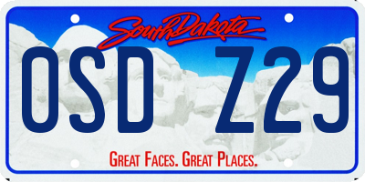 SD license plate 0SDZ29