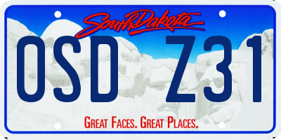 SD license plate 0SDZ31
