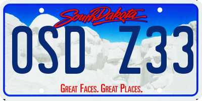 SD license plate 0SDZ33